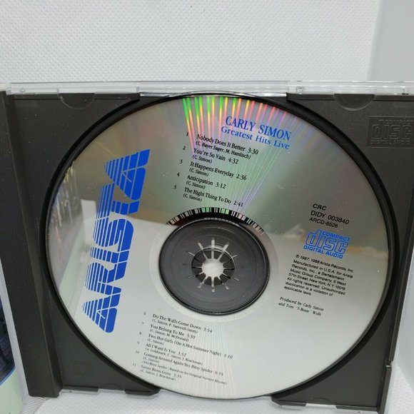 Carly Simon Greatest Hits Live Audio CD By Carly Simon No Scratches - Picture 9 of 9